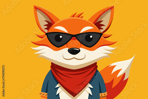 A spunky fox wearing a bandana and sunglasses