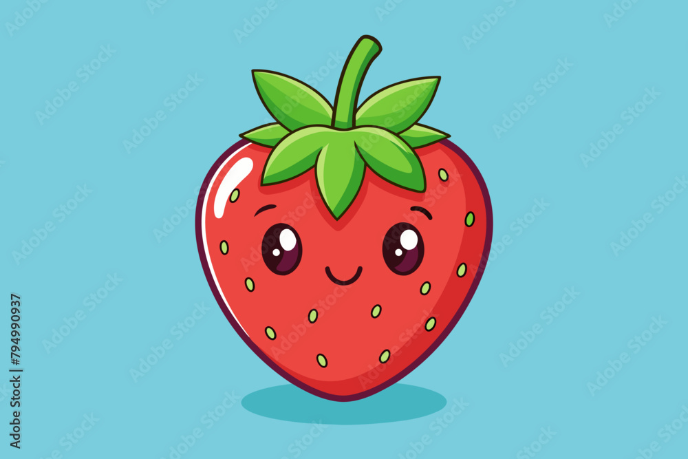 Obraz premium A sweet strawberry with a smiley face