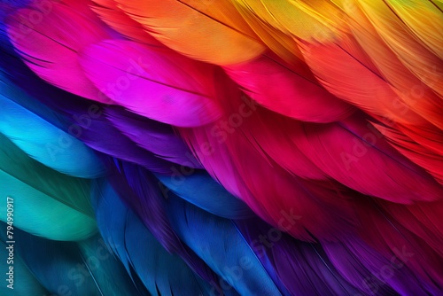 Vibrant Parrot Feather Gradients � A Colorful Spectrum