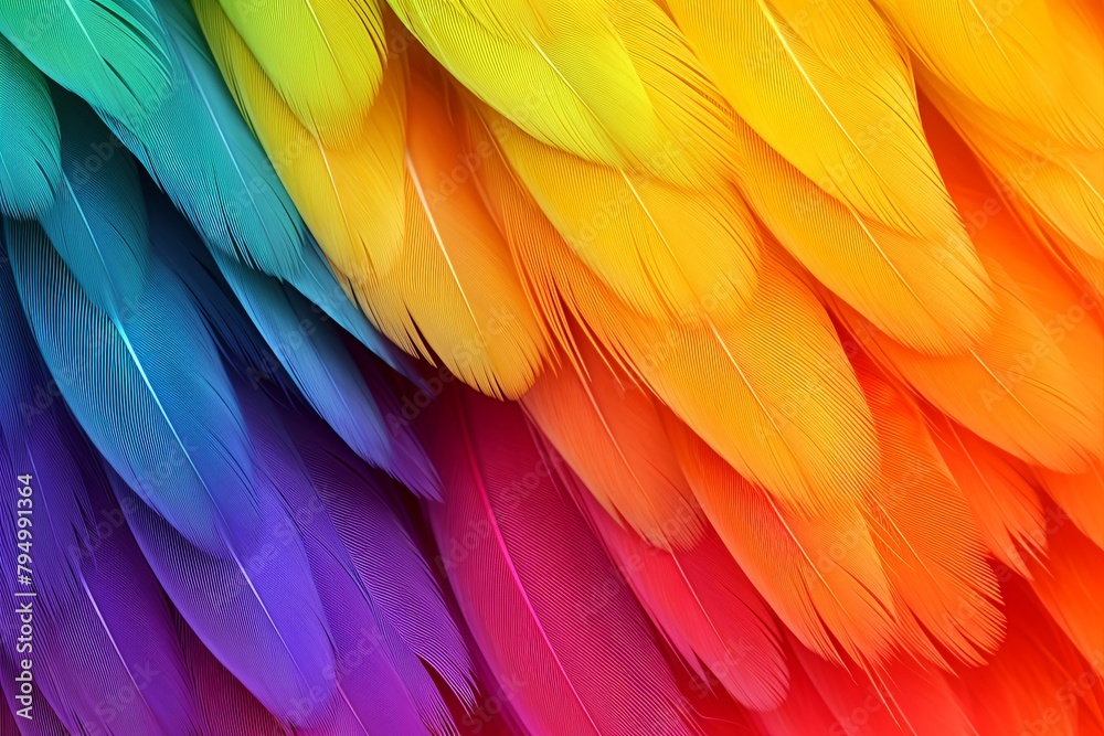 Obraz premium Vibrant Parrot Feather Gradient - Colorful Wing Spectrum Artwork