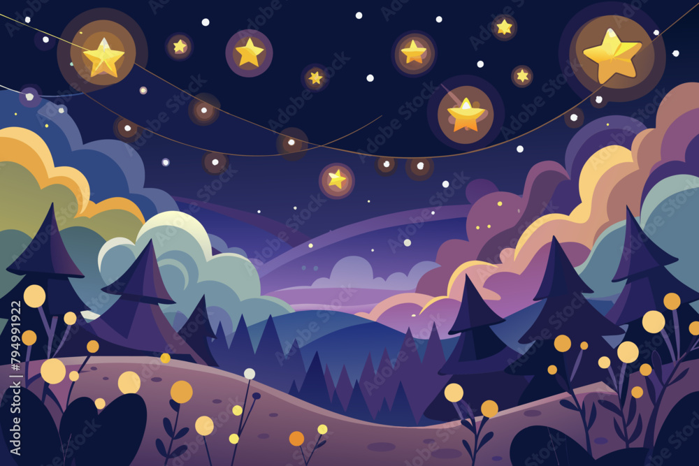 A whimsical starry night sky full of twinkling lights