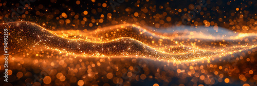 Golden waves sparkling in a magical bright abstract background
