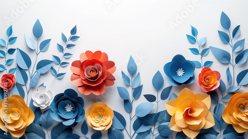 Paper Flowers Arranged on White Wall