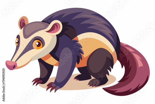 Cute Anteater Snuffling gradient illustration in white background