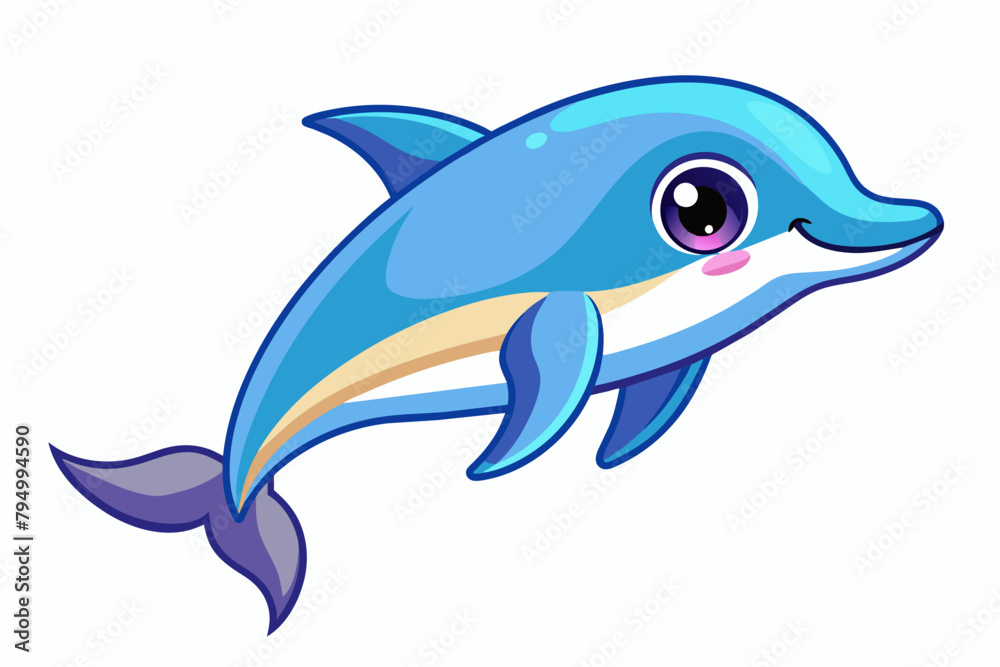 Fototapeta premium Cute Dolphin Echolocating gradient illustration in white background