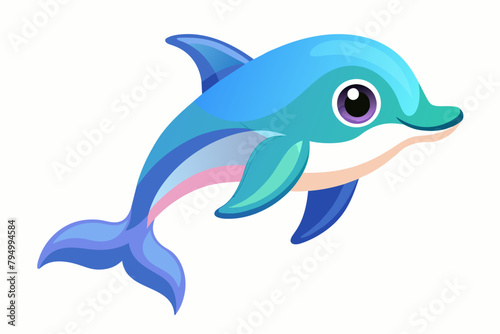 Cute Dolphin Echolocating gradient illustration in white background photo