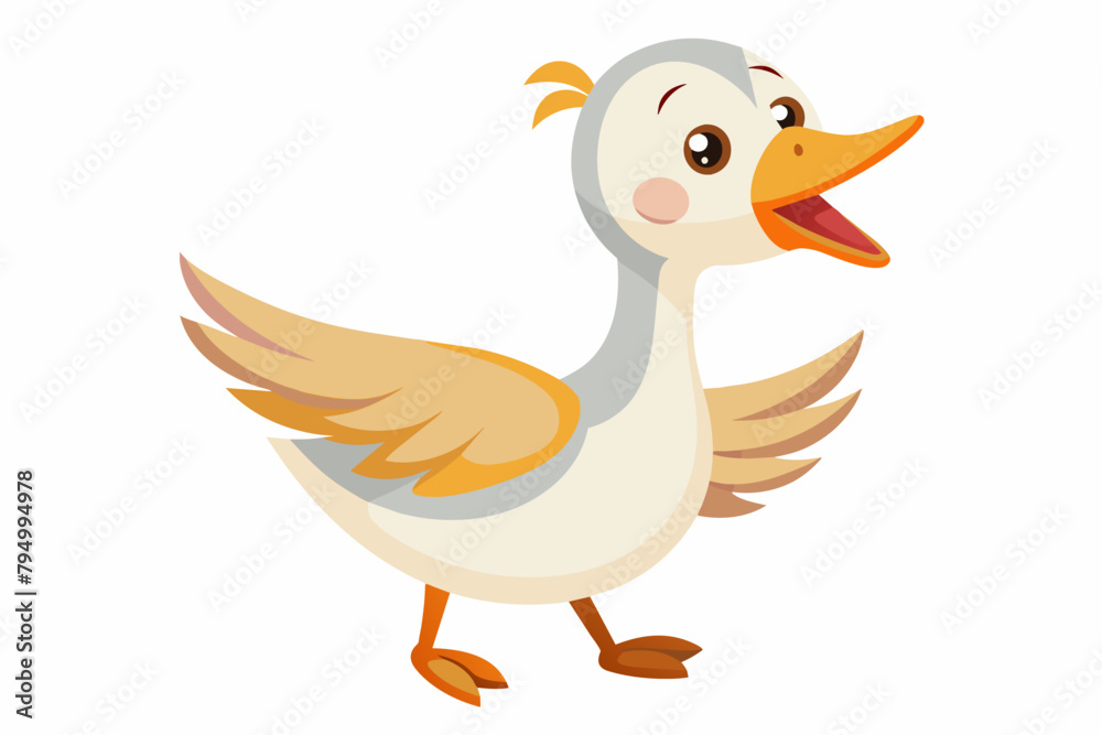 Cute Goose Honking gradient illustration in white background