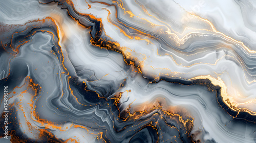 Marblelike texture with gold veins resembling a fluid geological phenomenon photo
