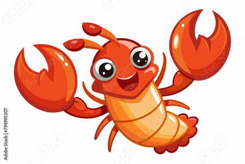 Cute Lobster Claw waving gradient illustration in white background