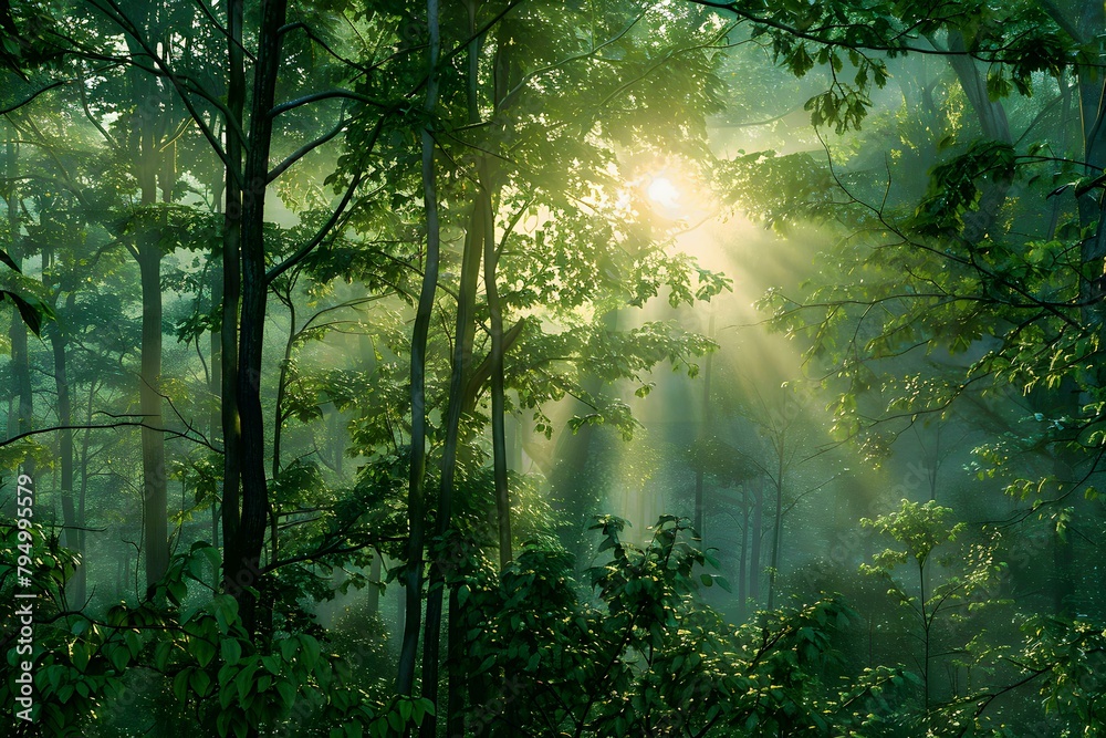 Obraz premium sun rays in the forest