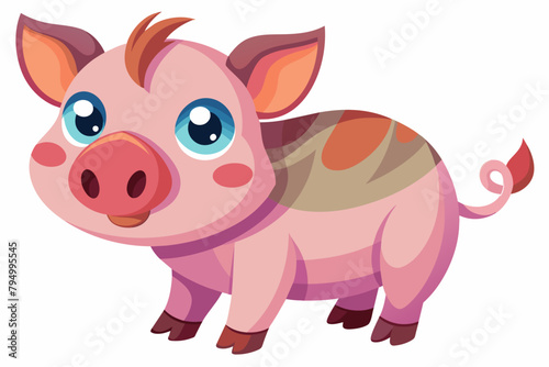 Cute Pig Oinking gradient illustration in white background