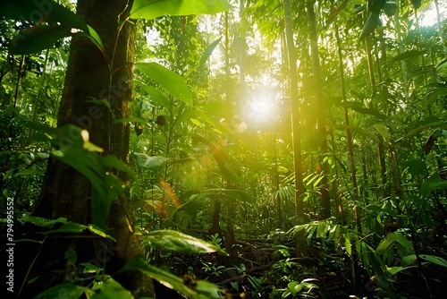 sun rays in the forest