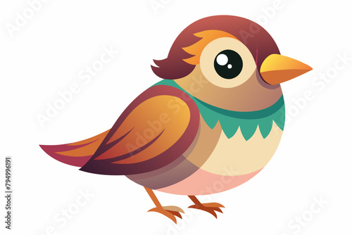 Cute Sparrow Chirpy gradient illustration in white background