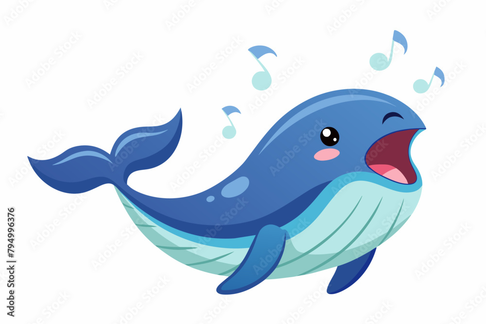 Cute Whale Singing gradient illustration in white background Cute Whale Singing gradient illustration in white background