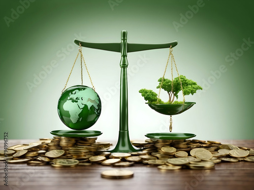 Abstract Photo of Balancing Green Investments and Traditional Funds - Eco Fiscal Parity in Conceptual Scales