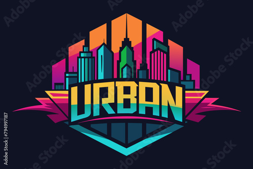 urban-themed logo with gradient elements, designed as a vector graphic