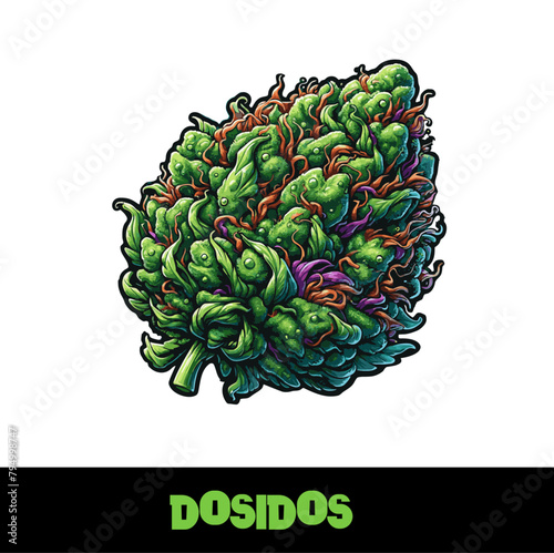 Vector Illustrated Dosidos Cannabis Bud Strain Cartoon (ID: 794998747)