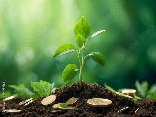 Photo real as Fiscal Flora Flourish concept: A flourishing flora wallpaper representing the growth of finances in green saving