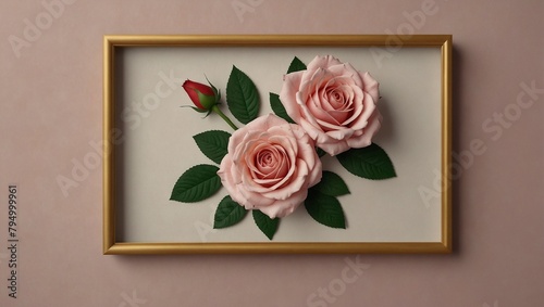 Frame with rose isolated icon © asma