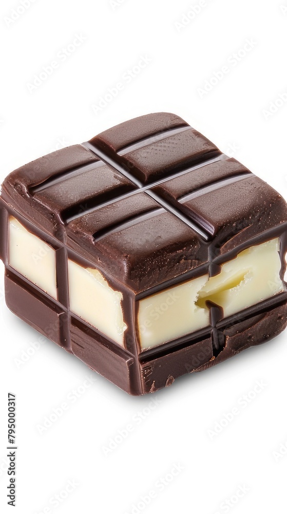 Obraz premium Ice cream sandwich, square shape, white background,