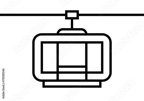 Icono negro de teleférico en fondo blanco.