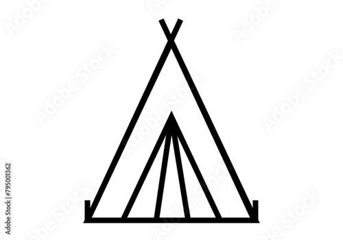 Icono negro de tienda de campaña de indio americano.