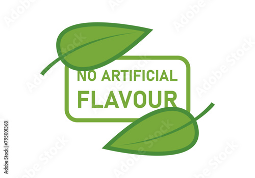 Icono verde de etiqueta de sabor no artificial.