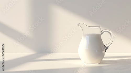 a glass pitcher of milk photo