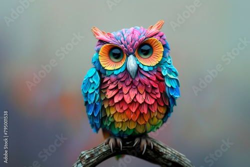 illustration of a beautiful colorful owl
