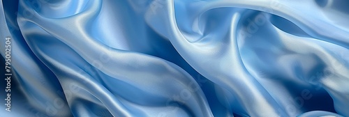 Tranquil blue silk waves gentle flowing textile, serene abstract backdrop with space for text