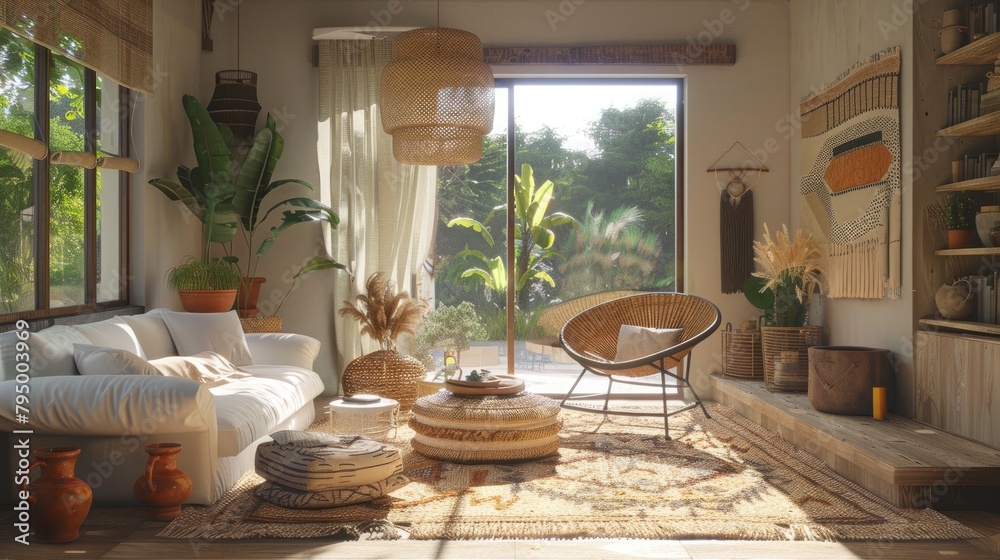 interior living room in natural light, generative ai 