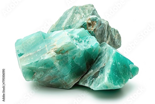 Amazonite, gemstone, isolated on white