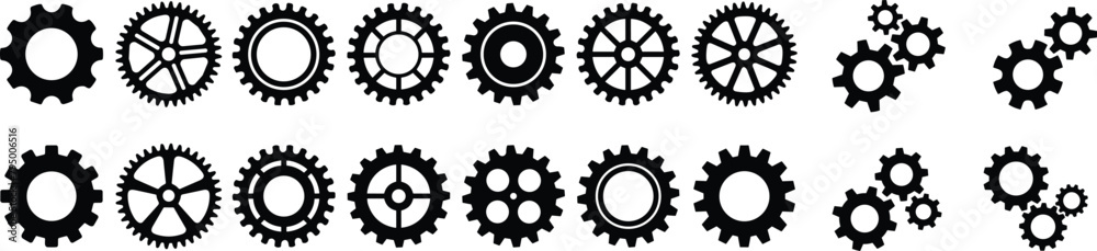 Setting gears icon set. Cogwheel group. Gear design collection.