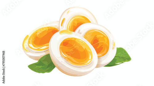 Delicious boiled eggs isolated on white background Vector