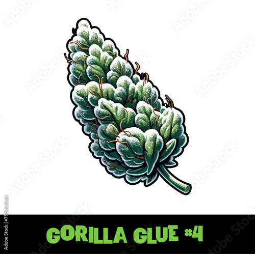 Vector Illustrated Gorilla Glue Cannabis Bud Strain Cartoon (ID: 795008360)