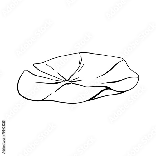 Lotus leaves silhouette. Black outline vector illustration painted by black inks. Hand drawn Etched Line pattern with blooming waterlily for decor, wallpaper, poster, banner, card