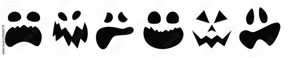 Halloween Faces Vector Sinister Smiles Silhouettes Emotional Halloween