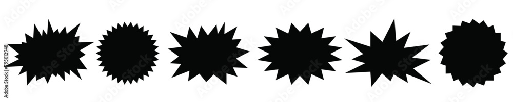 Comic explosion speech bubbles,Speech bubbles silhouettes collection, Starburst designs in black vector, Comic book speech bubble shapes, Pop art speech bubble vectors,  Speech bubble icons