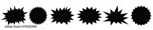 Comic explosion speech bubbles,Speech bubbles silhouettes collection, Starburst designs in black vector, Comic book speech bubble shapes, Pop art speech bubble vectors,  Speech bubble icons