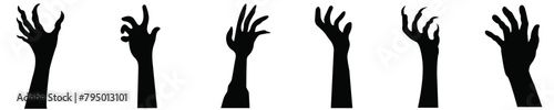 Black zombie hands halloween set, Halloween zombie hands Vector, Spooky black zombie hands,  Halloween design elements, Zombie hands, Vector set of black zombie hands, Horrible hands, Halloween hands