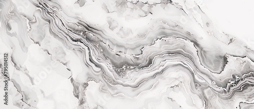 Smooth, swirling patterns of gray and white marble create an intriguing and elegant abstract texture.