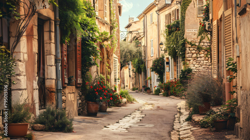 Old architecture on the cozy street in Valensole 