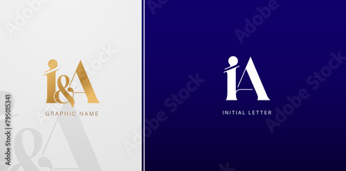 i and a initials letters monogram logo ampersand symbol for business cards elements, branding company identity, advertisement materials golden foil, collages prints, ads campaigns, wedding invitations