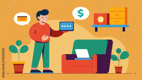 A shopper compares the prices of new and gently used furniture online realizing that buying secondhand not only saves money but also benefits