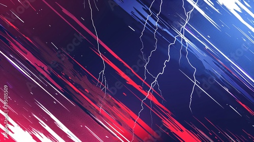 a blue and red background with white lines