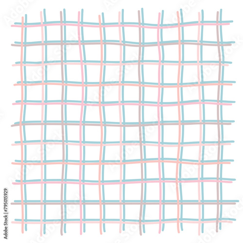 Vector abstract cute hand drawn pattern with cage isolated on white background. Pastel baby texture perfect for fabric, wallpaper, wrapping paper, postcard, mockup. Delicate children's print.