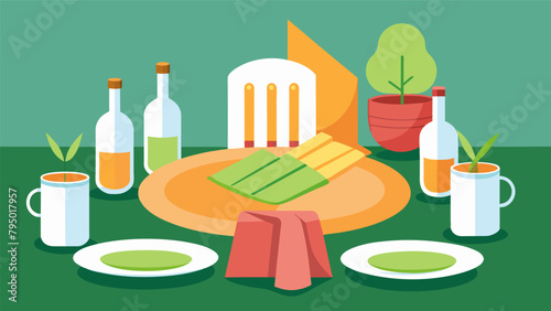 Reusable cloth napkins and bamboo utensils laid out for a dinner party eliminating the use of paper products.