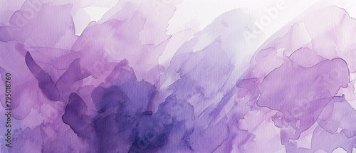 Vibrant and flowing watercolor strokes in varying shades of purple create a beautiful abstract design.