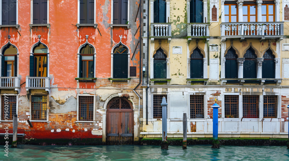 Old venetian architecture on Grand Canal in Venice 