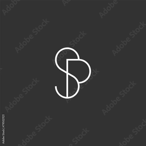 SP monogram fashion logo in black and white contemporary style